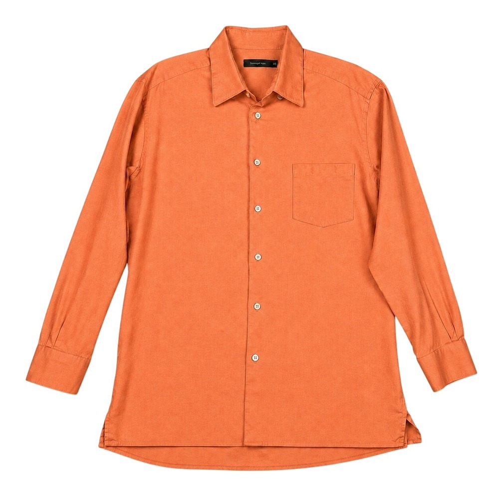 Ermenegildo Zegna Shirt Mens XL Orange Herringbone Cotton Button Down Slovakia